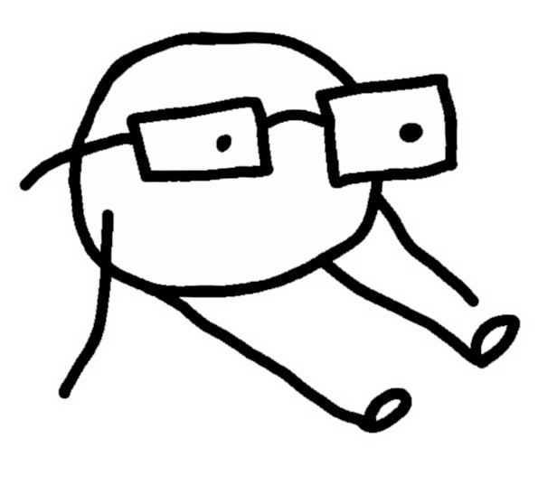 Icon of streamer JagJab who is a white orb with legs, arms, and glasses.