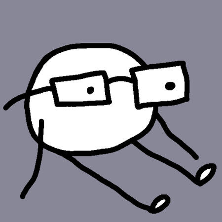 Icon of streamer JagJab who is a white orb with legs, arms, and glasses.