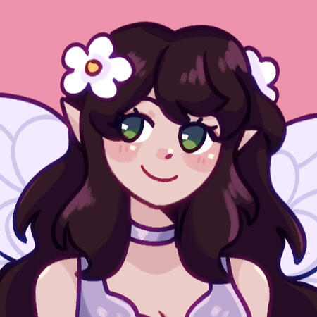 Icon of streamer Nat. She is a brunette fairy in a purple dress.