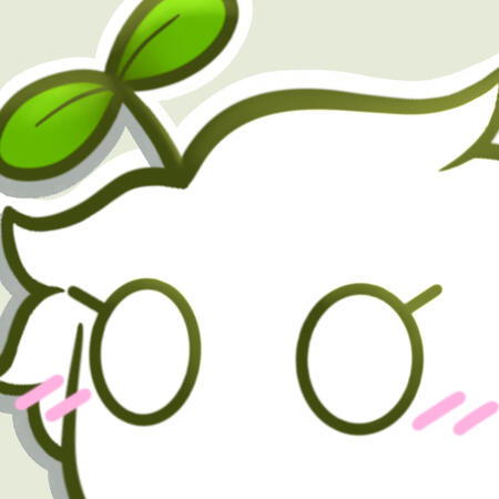 Icon of twitch streamer Fennel Thyme. They are a white fluffy creature with a sprout on their head.